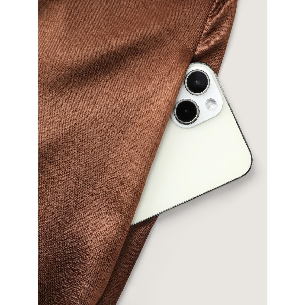 Plus Size Flared Sleeve Metal Detail Waistline Mini Dress Yellowishbrown Women Party&Cocktail Round Neck Extra Long Sleeve Curvy BloomChic 28/5X Product Image