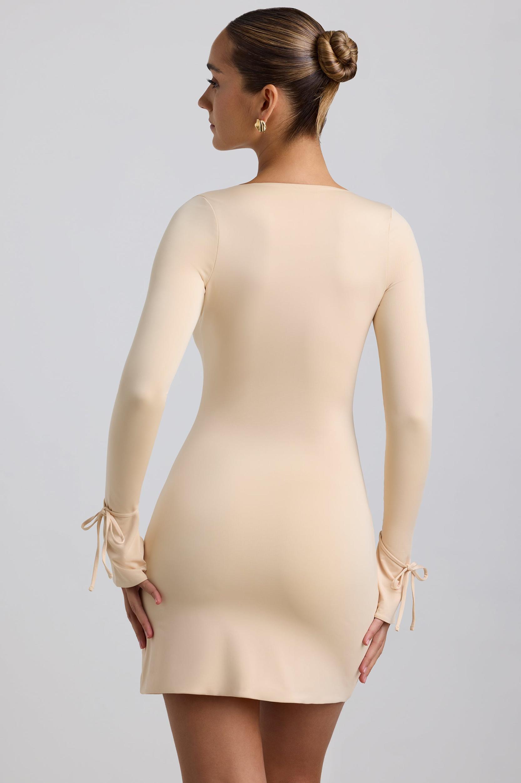Slinky Jersey A-Line Mini Dress in Buttercream Product Image