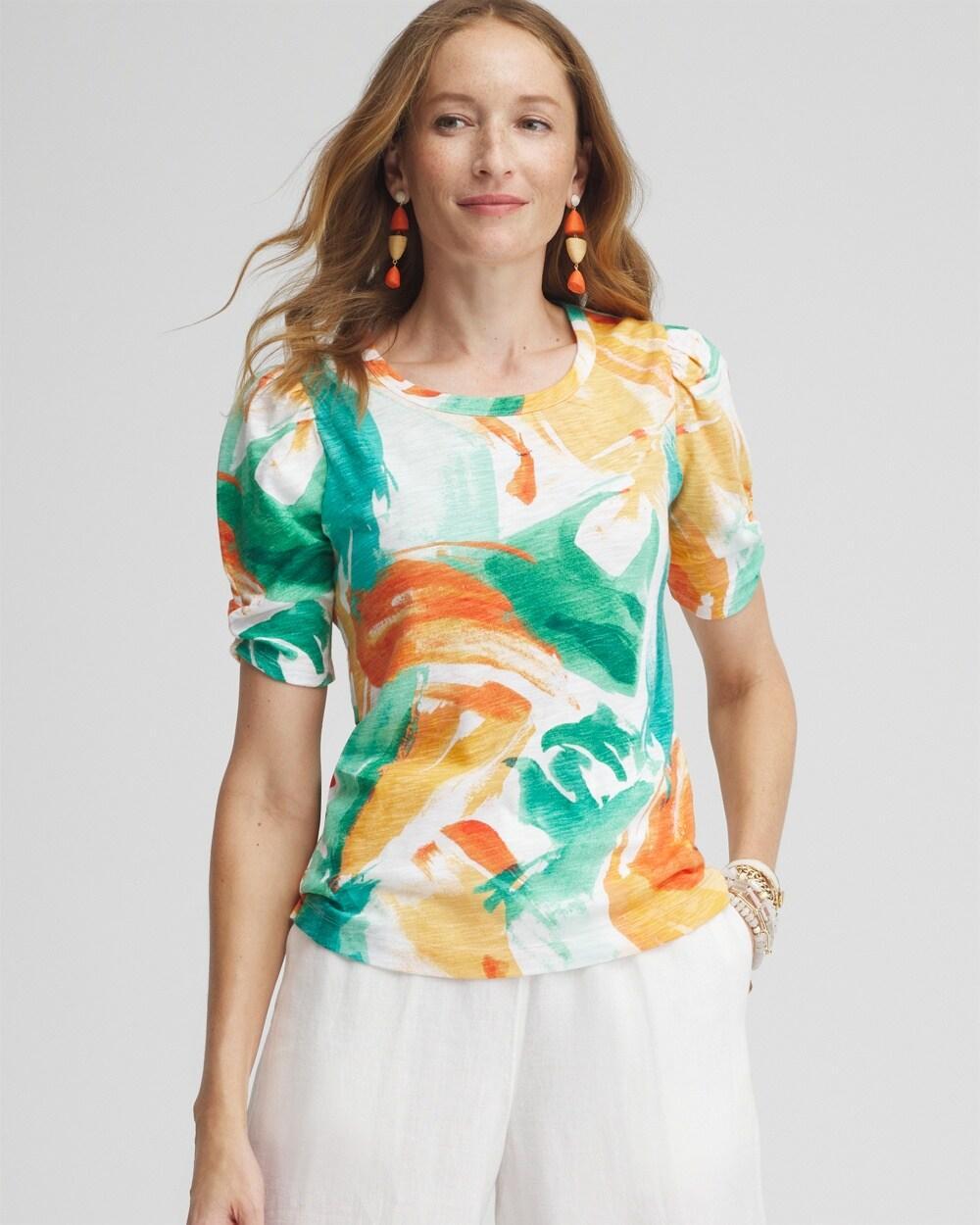 Watercolor Gathered Elbow Sleeve Tee Product Image