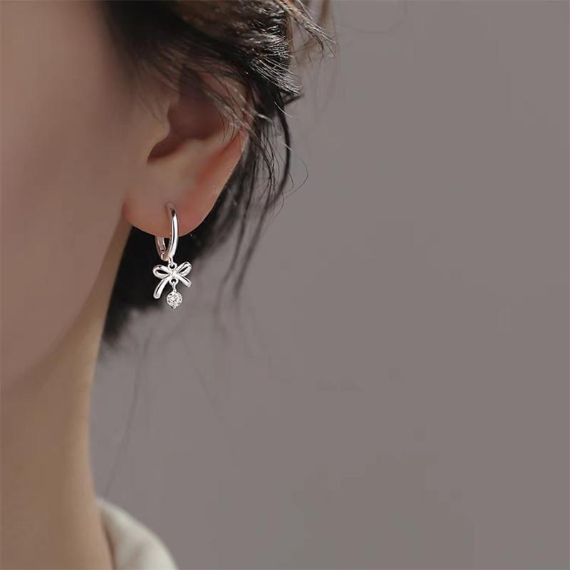 925 Sterling Silver Bowknot Drop Earring Product Image