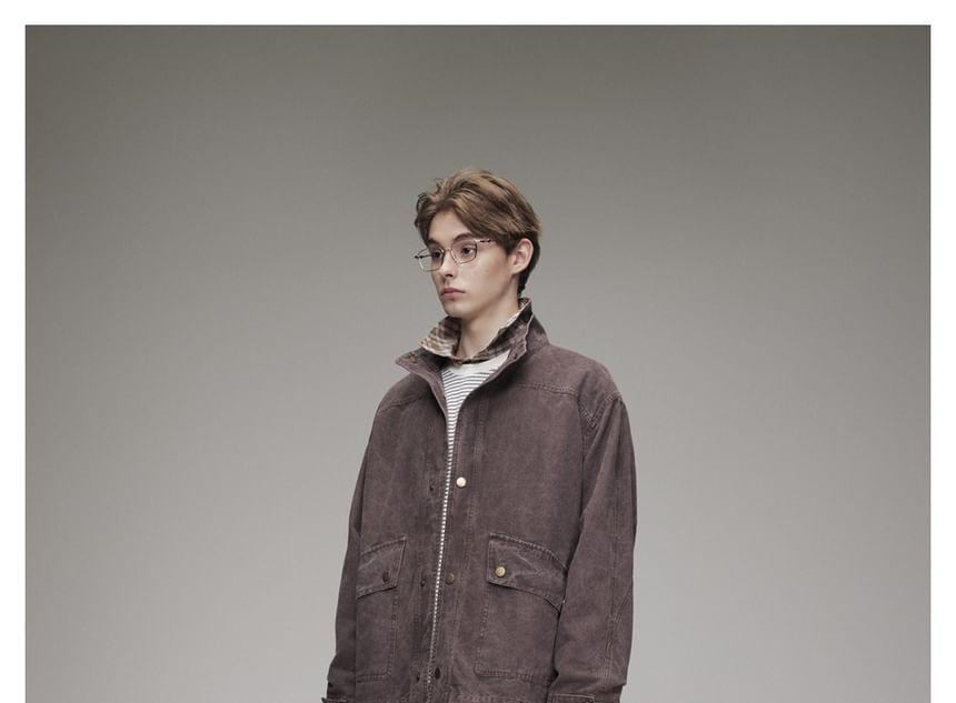 Washed Stand-Collar Loose Jacket Product Image