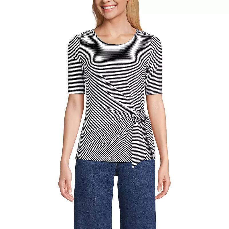 Womens Lands End Lightweight Jersey Tie Front Top Product Image