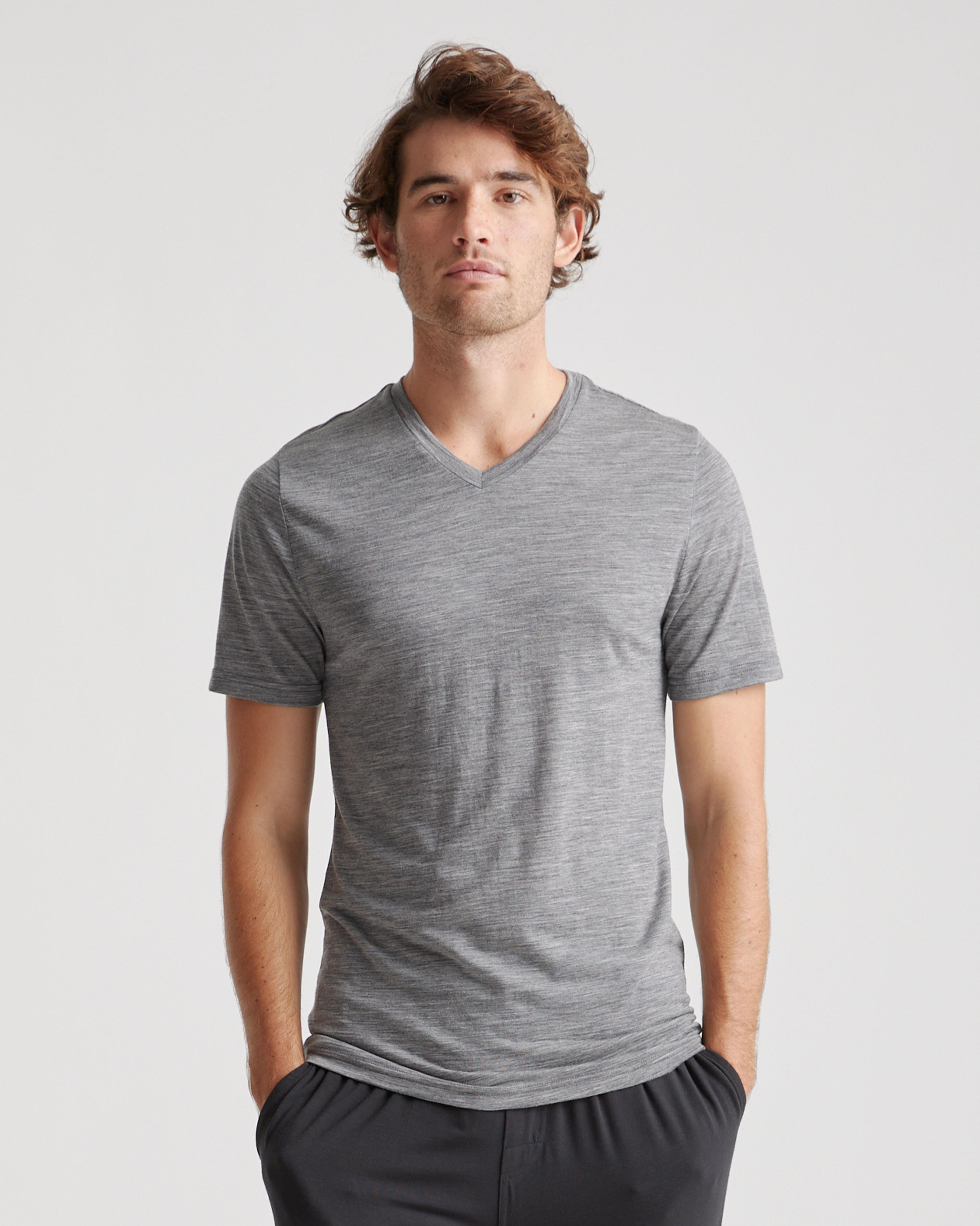 100% Merino Wool All-Season V-Neck Base Layer Tee Product Image