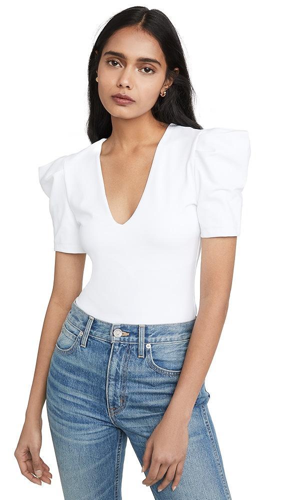 Susana Monaco Pleated Sleeve Deep V Top | Shopbop Product Image