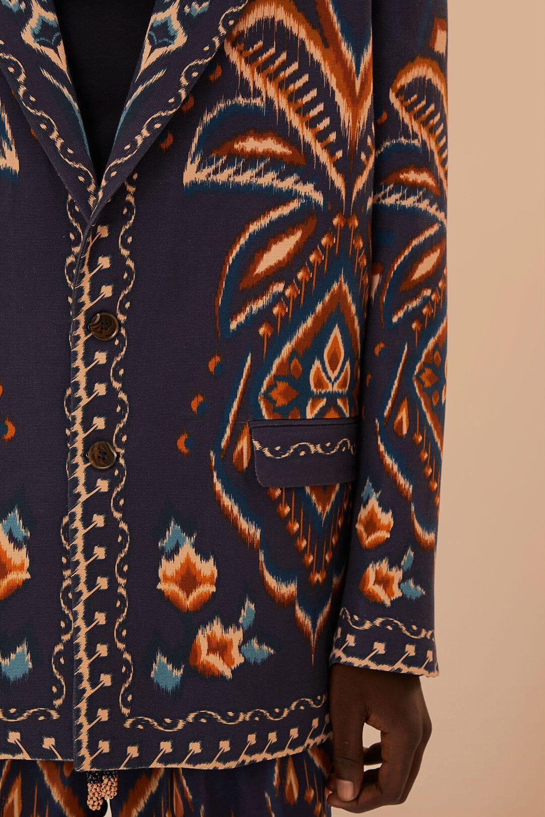 Blue Pineapple Ikat Blazer, PINEAPPLE IKAT BLUE / XS Product Image