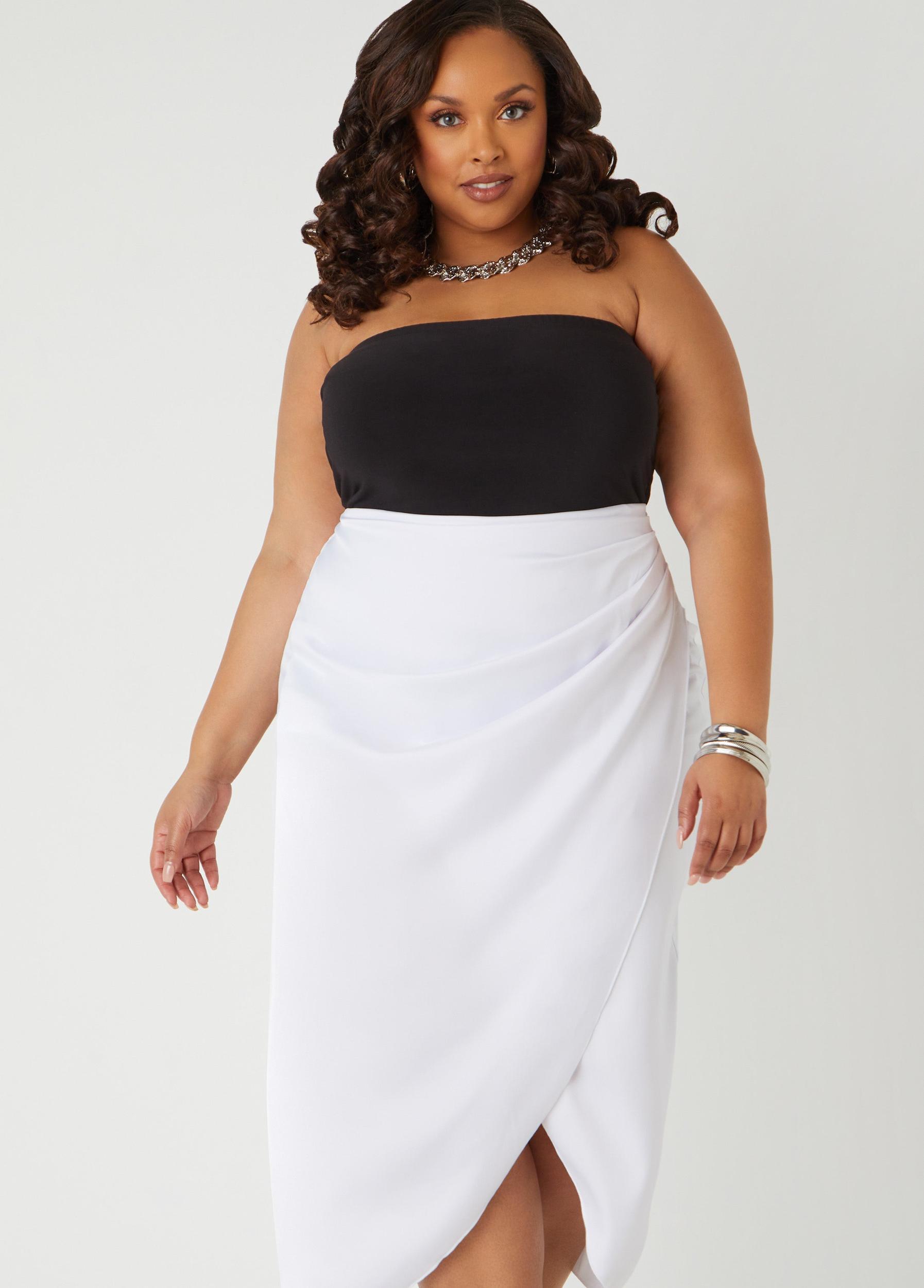 Faux Wrap Satin Midaxi Skirt Product Image