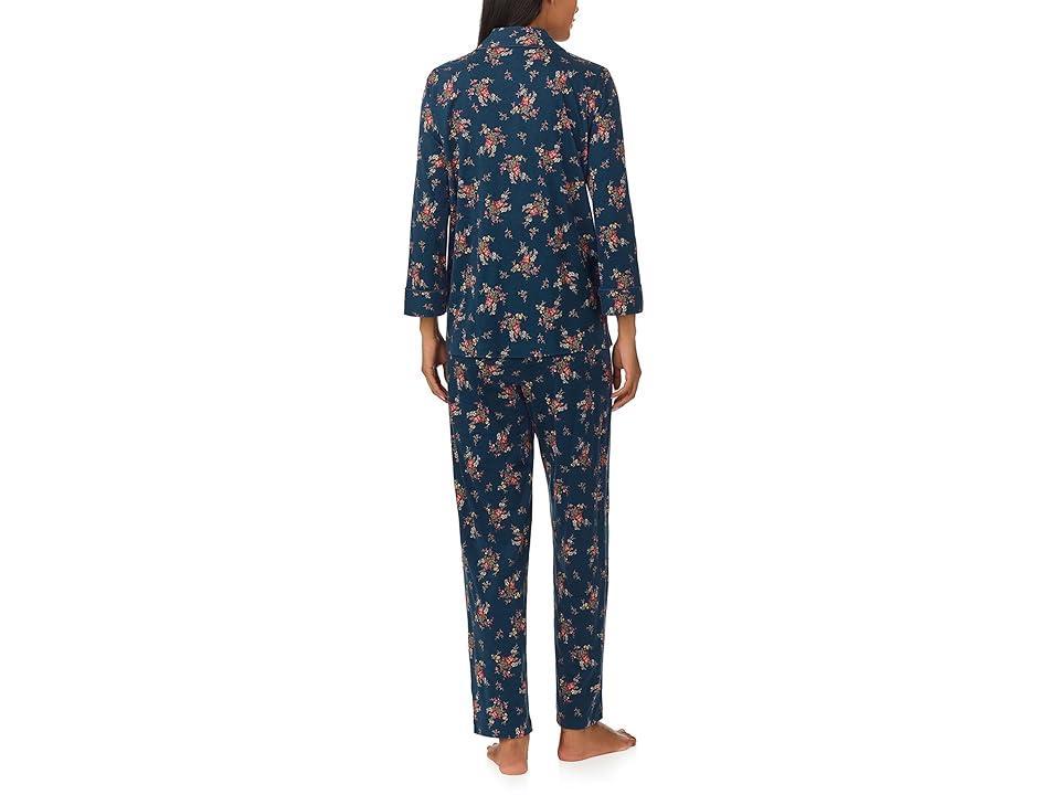 Lauren Ralph Lauren Lauren Ralph Lauren 3/4 Sleeve Knit Notch Collar Pajama Set Floral) Women's Pajama Sets Product Image