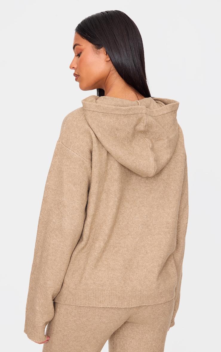 Tall Light Mocha Soft Knit Oversized Hoodie Product Image