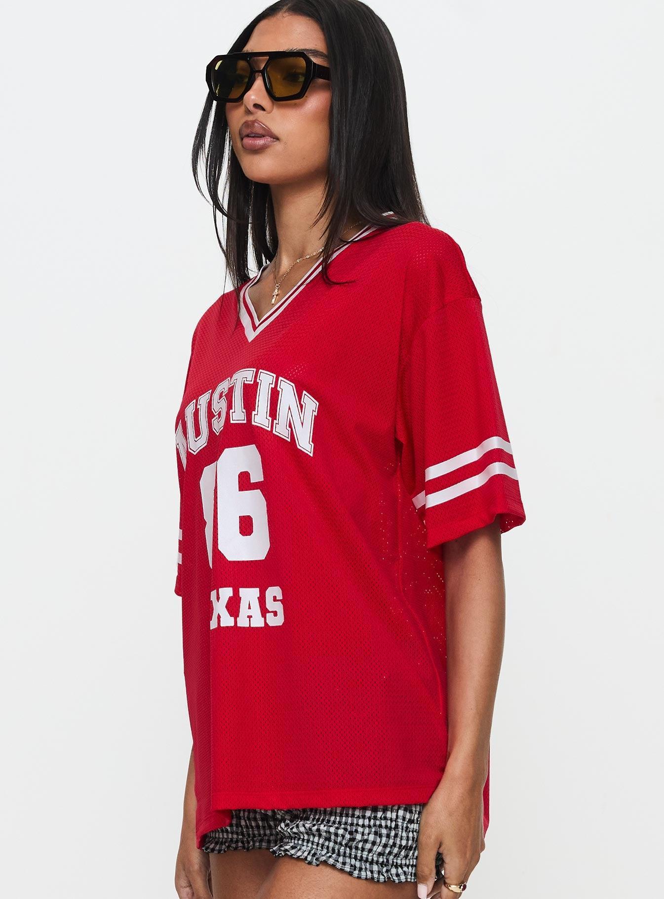 Austin Texas Sports Jersey Top Red Product Image