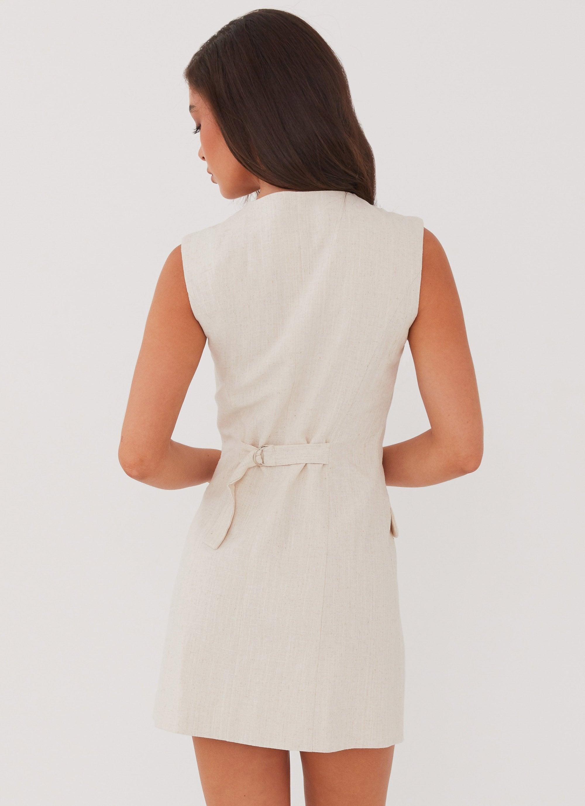 Castello Fiore Linen Mini Dress - Oatmeal Product Image