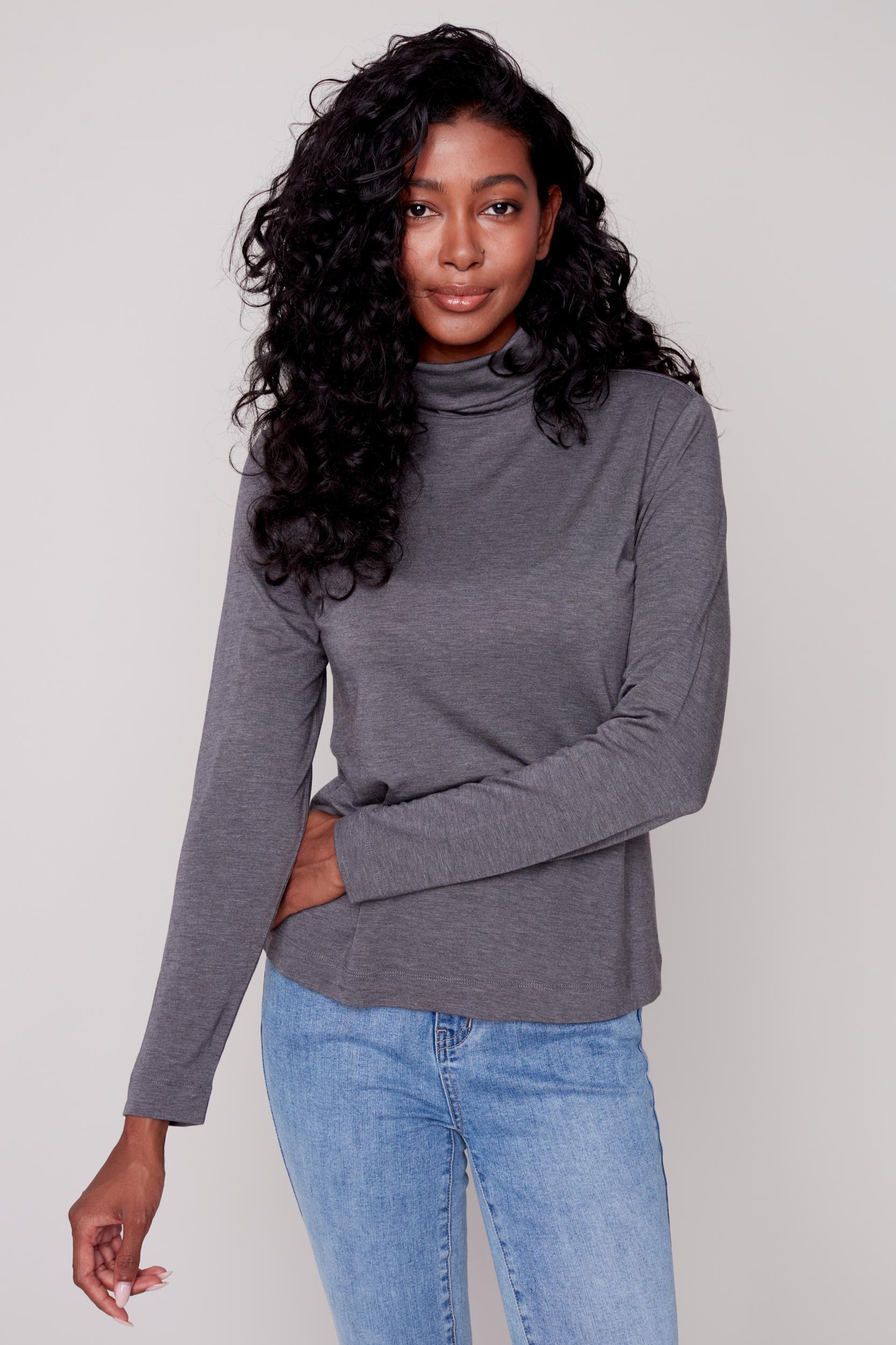Mock Neck Set In Long Sleeve Top Product Image