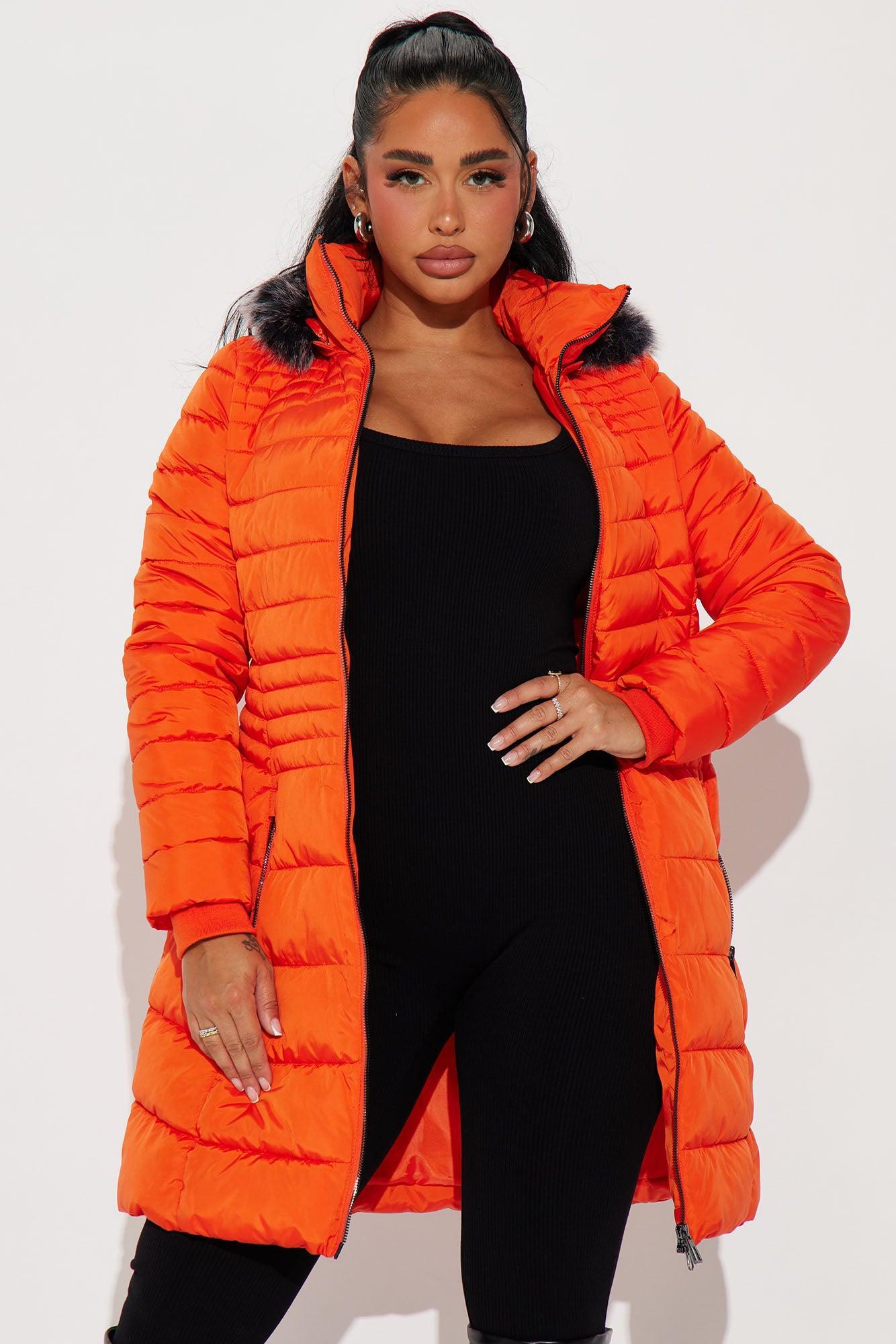 Caught In The Cold Puffer Coat - Orange Product Image