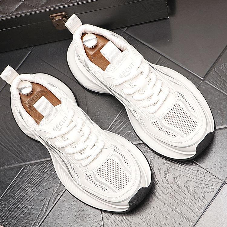 Platform Mesh Panel Lace-Up Sneakers Product Image