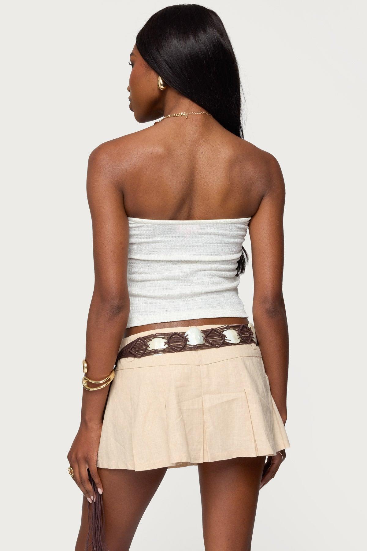 Layered Textured Knit Strapless Top Product Image