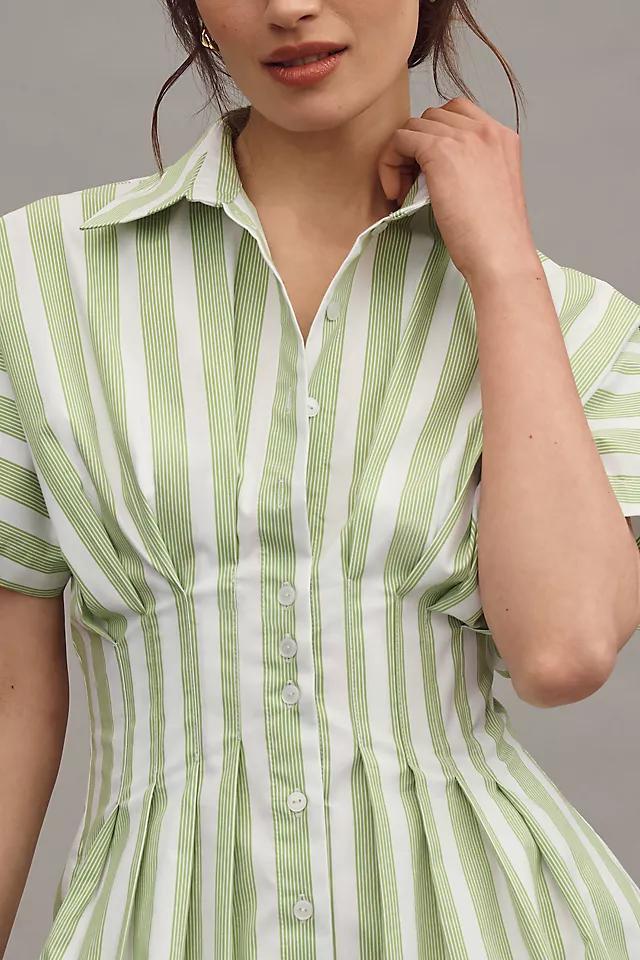 The Tobie Button-Front Pleated Shirt Dress by Exquise: Mini Edition Product Image