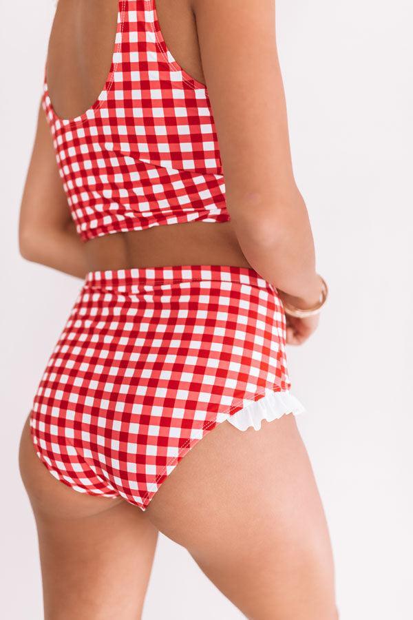 Southern Sweetheart Midrise Gingham Bikini Bottoms Product Image