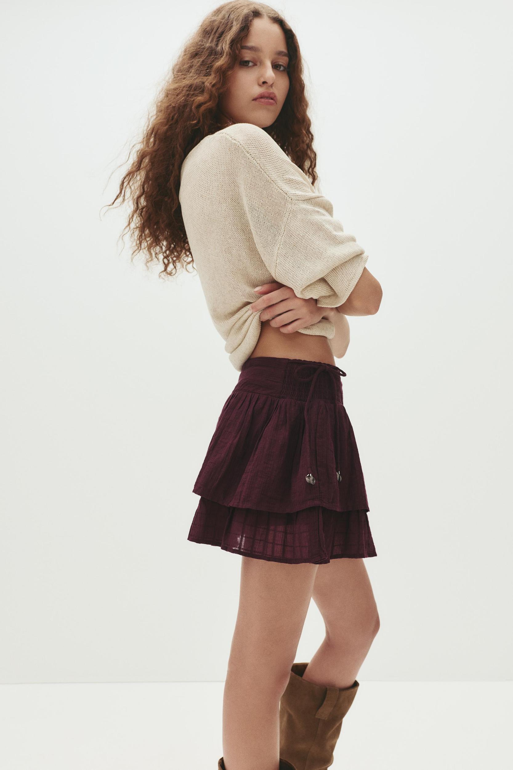 Ruffled mini skirt with beading Product Image