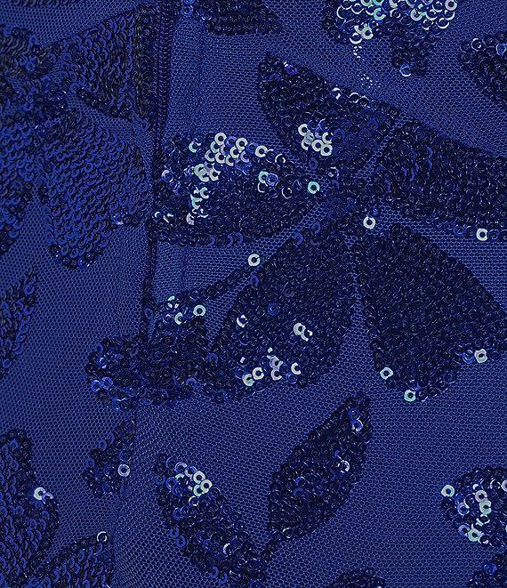 Honey and Rosie Sequin Pattern Front Slit Long Dress Product Image