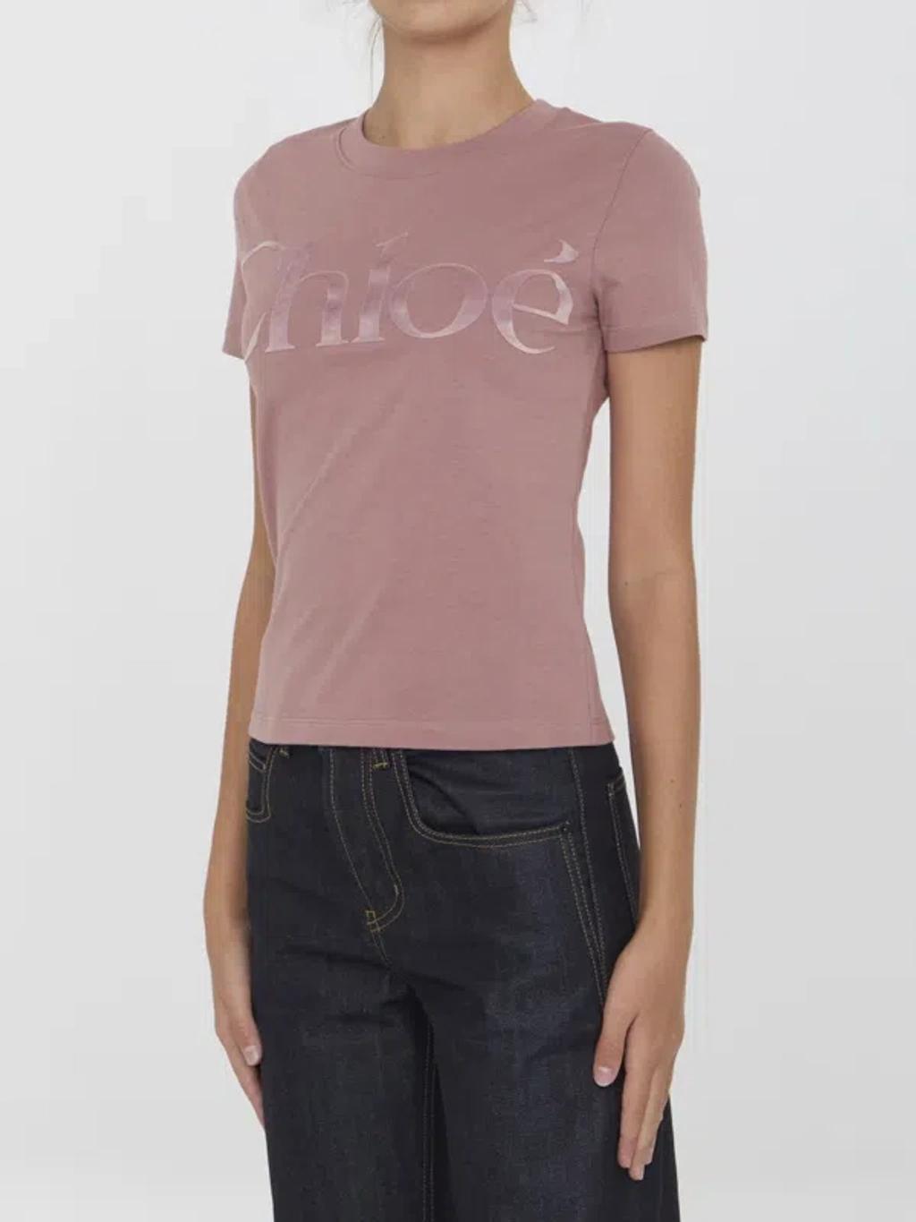 CHLOÉ Logo Tshirt In Pink Product Image