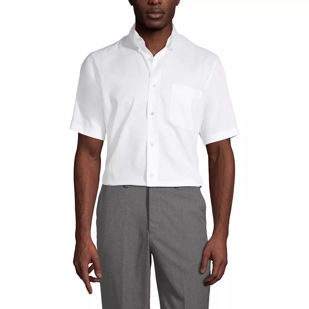 Men's Lands' End School Uniform Short Sleeve No-Iron Pinpoint Dress Shirt,  Product Image