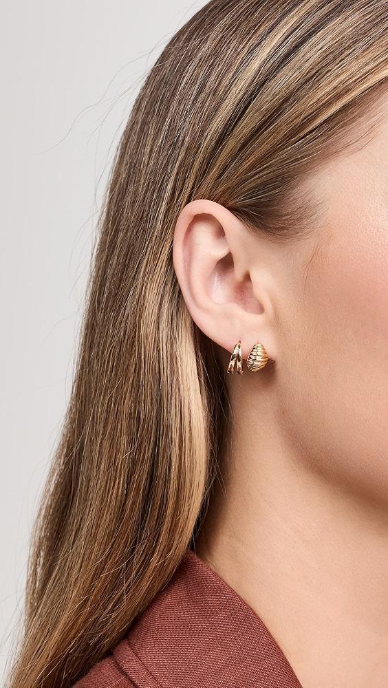 By Adina Eden Wide Mini Ridged Huggie Earrings | Shopbop Product Image