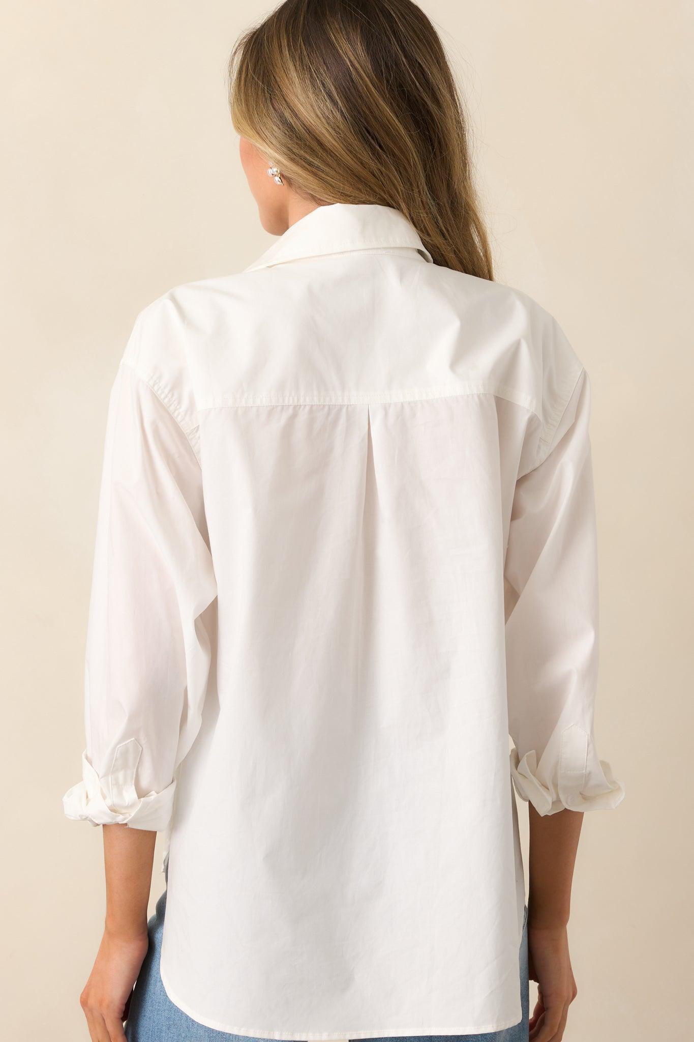 Through The Seasons White Cotton Button Front Top Product Image