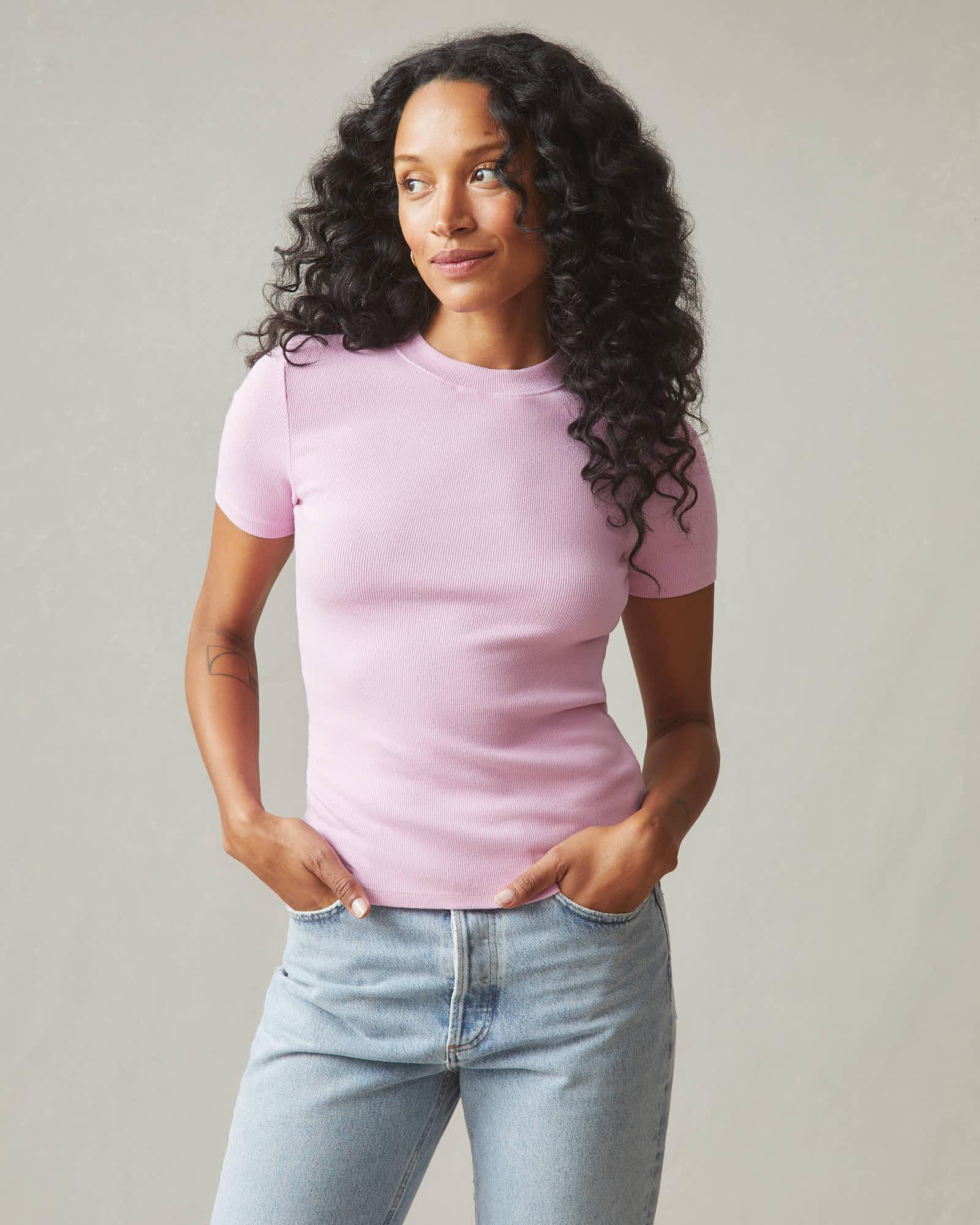 Women's Luxe Rib Crew Tee - Lilac Sachet Female Product Image
