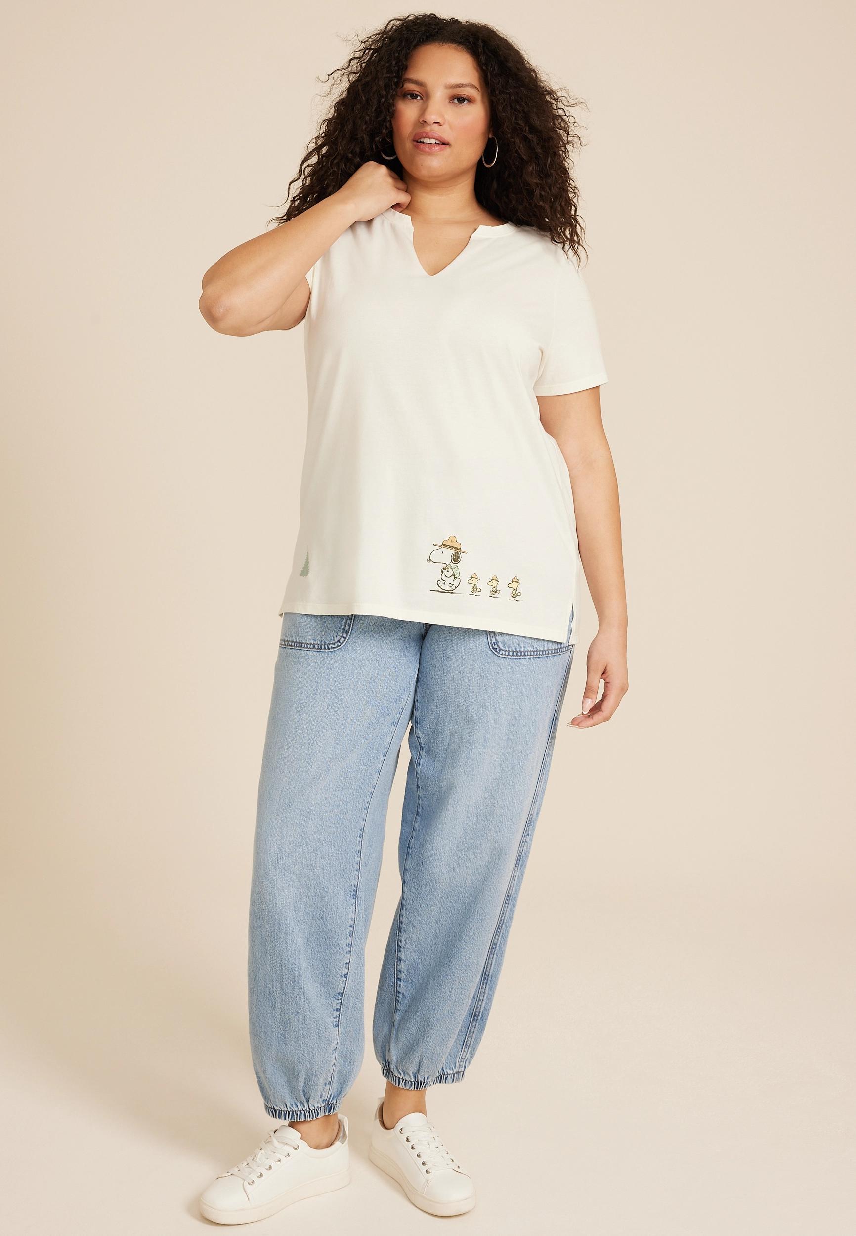 Maurices 4X Plus Size Womens Peanuts Take A Hike Classic Fit Graphic Tee Beige Product Image