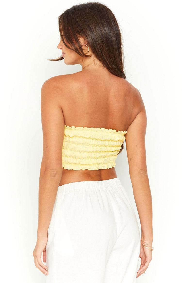 Kyra Yellow Linen Blend Crop Top Product Image