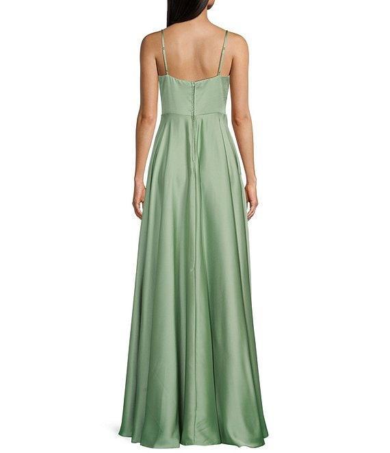 B. Darlin Satin Spaghetti Strap Bow Detail Bubble Dress Product Image