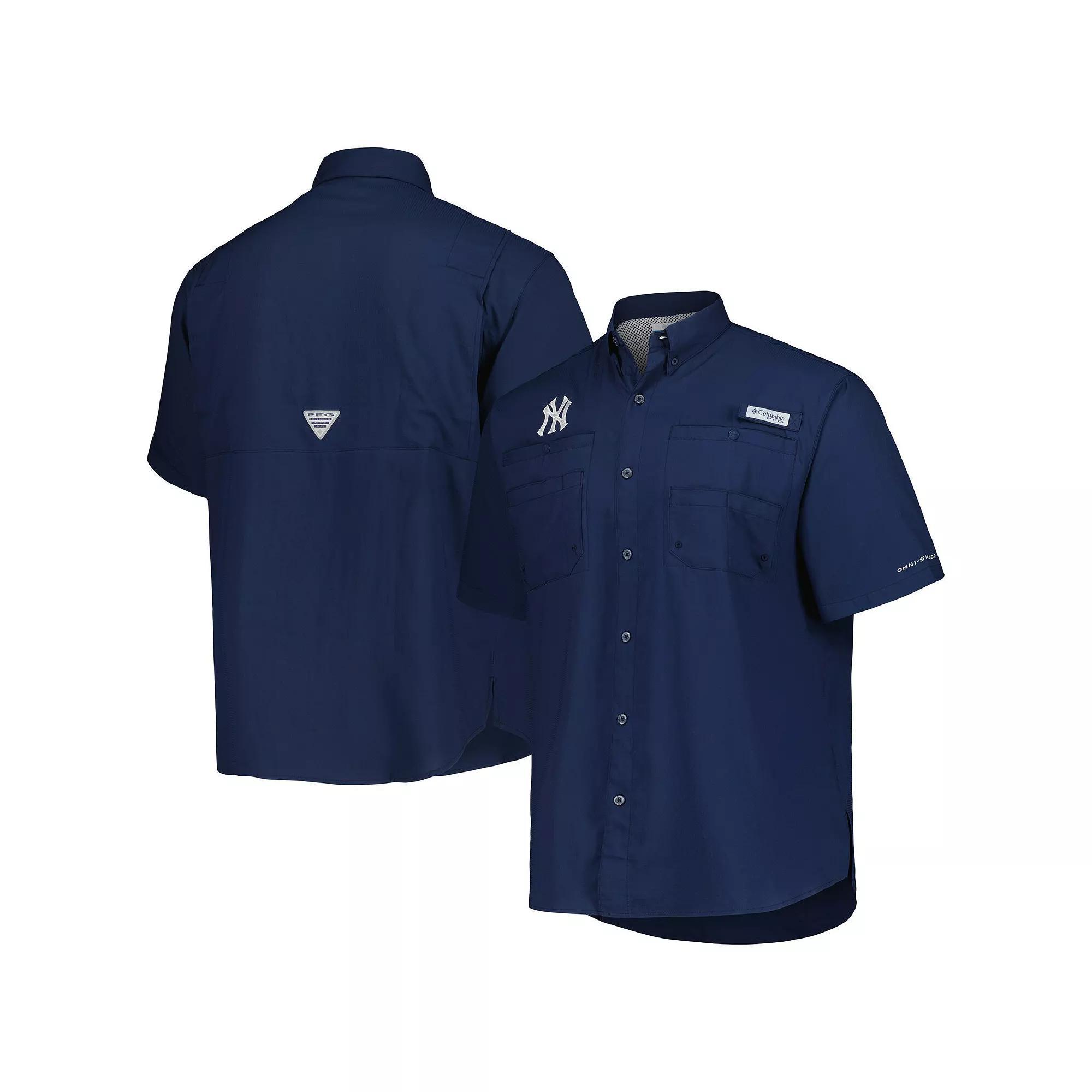 Men's Columbia Navy New York Yankees Tamiami Omni-Shade Button-Down Shirt, Size: Medium, Blue Product Image