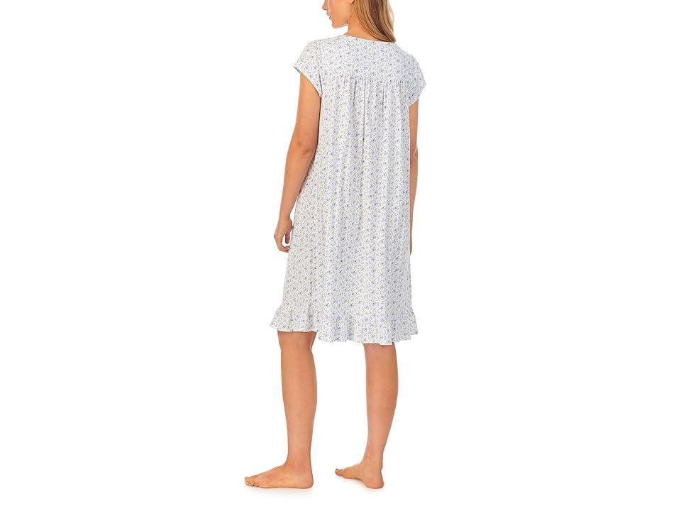 Eileen West Cap Sleeve Waltz Gown (White Ground Floral) Women's Pajama Product Image