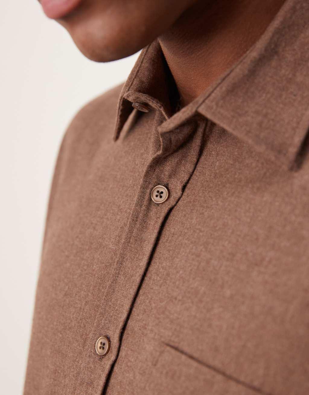 ASOS DESIGN oversized boxy shirt in brown Product Image