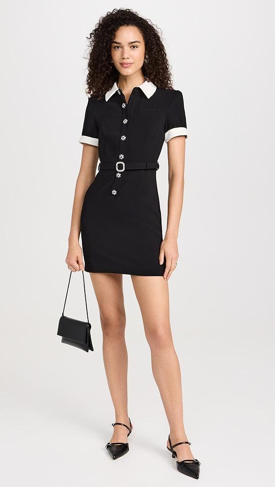 Self Portrait Black Crepe Contrast Mini Dress | Shopbop Product Image