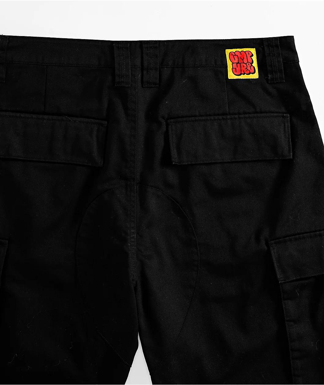 Empyre Cargo Loose Fit Black Skate Shorts Product Image