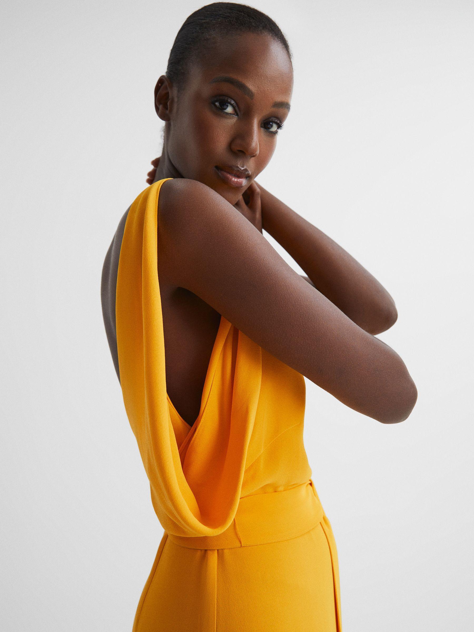 Split Sleeve Midi Dress in Yellow Product Image