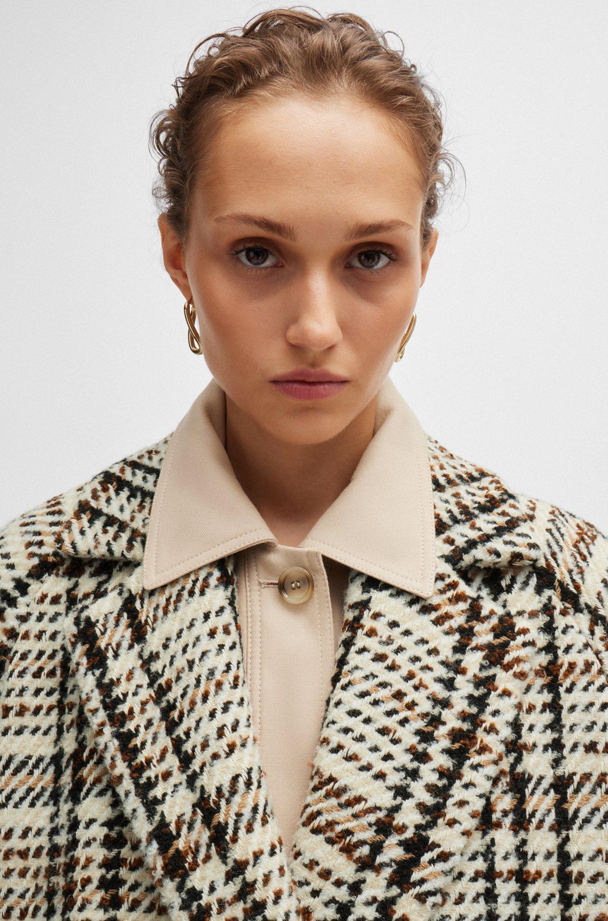 Oversize-fit coat in checked fabric with wool Product Image