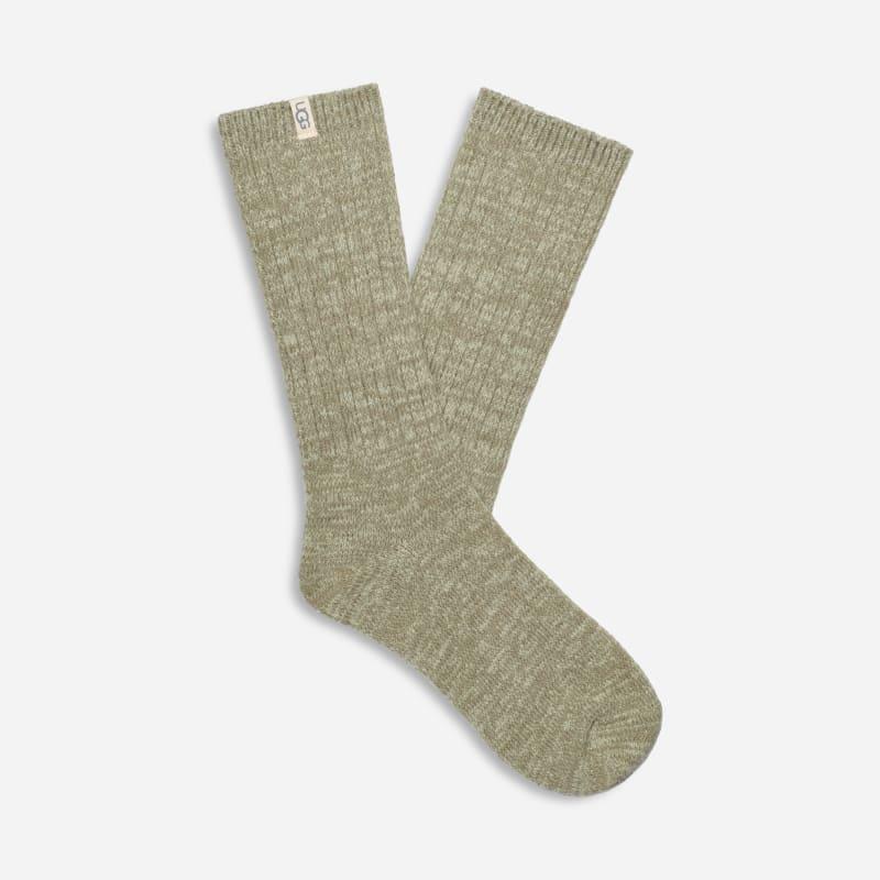 UGG Womens Rib Knit Slouchy Crew Sock Polyester Blend/Recycled Materials Socks in Moss Green/Grassland Product Image