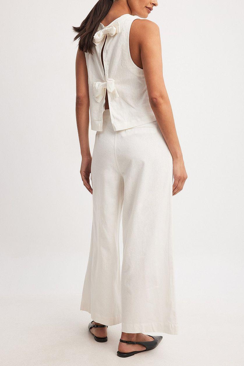 Linen Blend Ankle Length Trousers Product Image