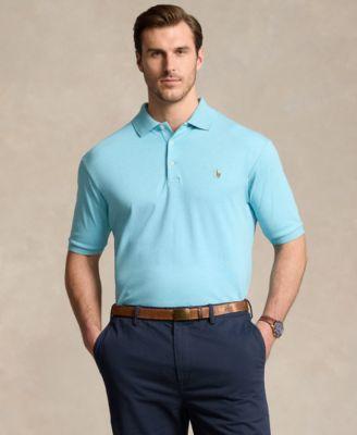 Men's Big & Tall Cotton Interlock Polo Shirt In Turquoise Nova Heather Product Image