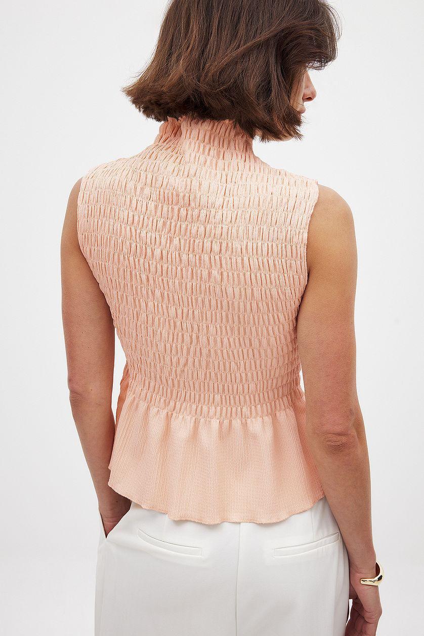 Sleeveless Smock Top Checkered Product Image