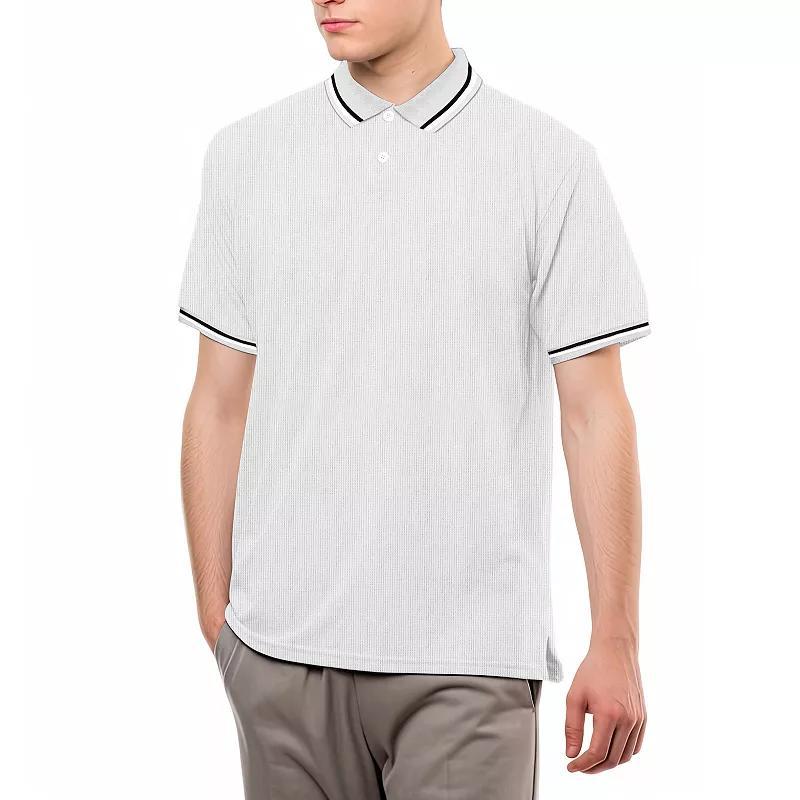 Big & Tall StraightFaded Knit Short Sleeve Polo Shirt, Mens Product Image