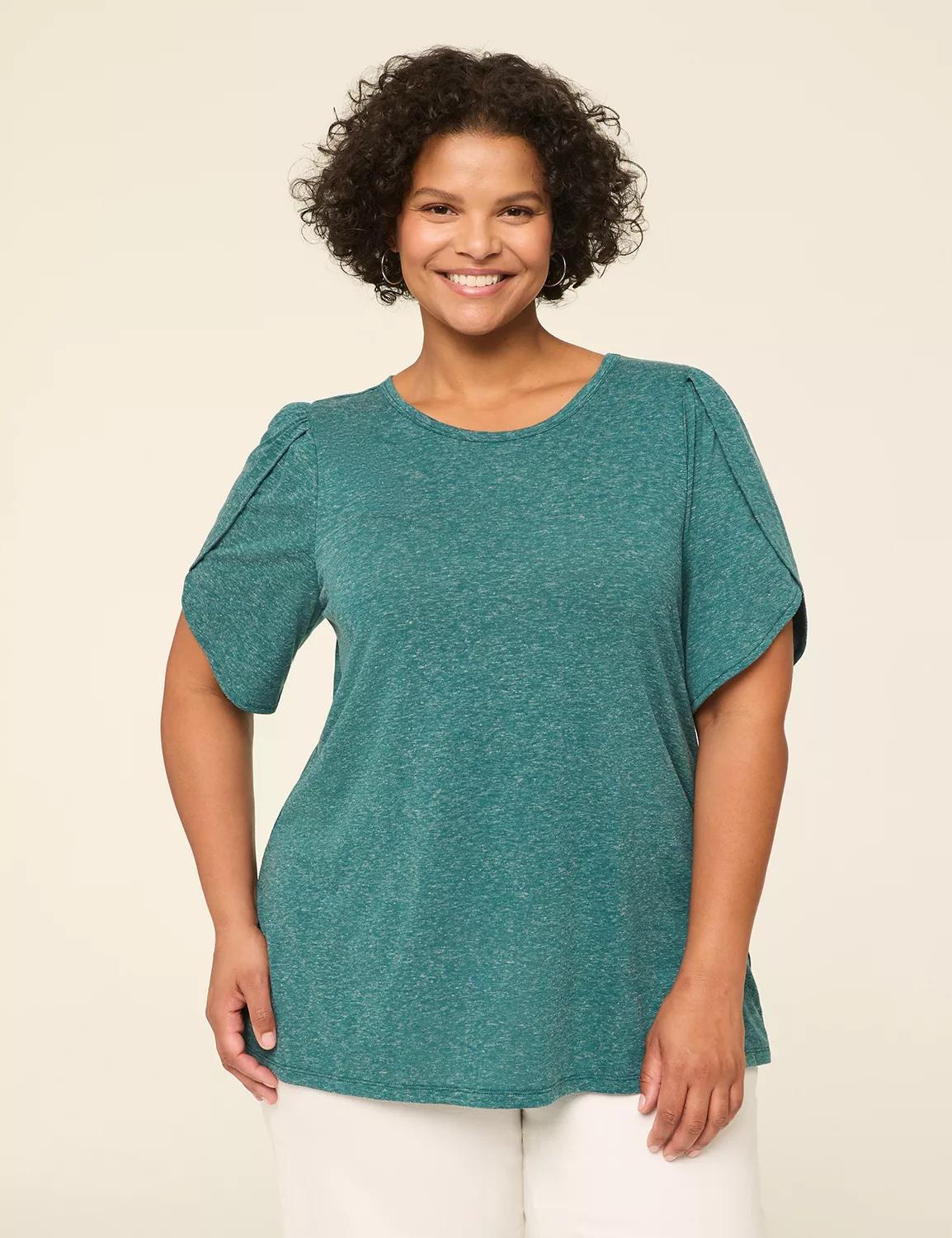 Knit Linen Tulip-Sleeve Top Product Image