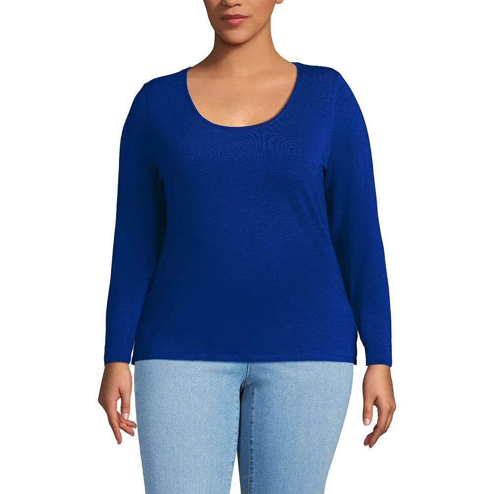 Plus Size Lands' End Lightweight Jersey T-Shirt, Women's, Size: 1XL, Black Product Image