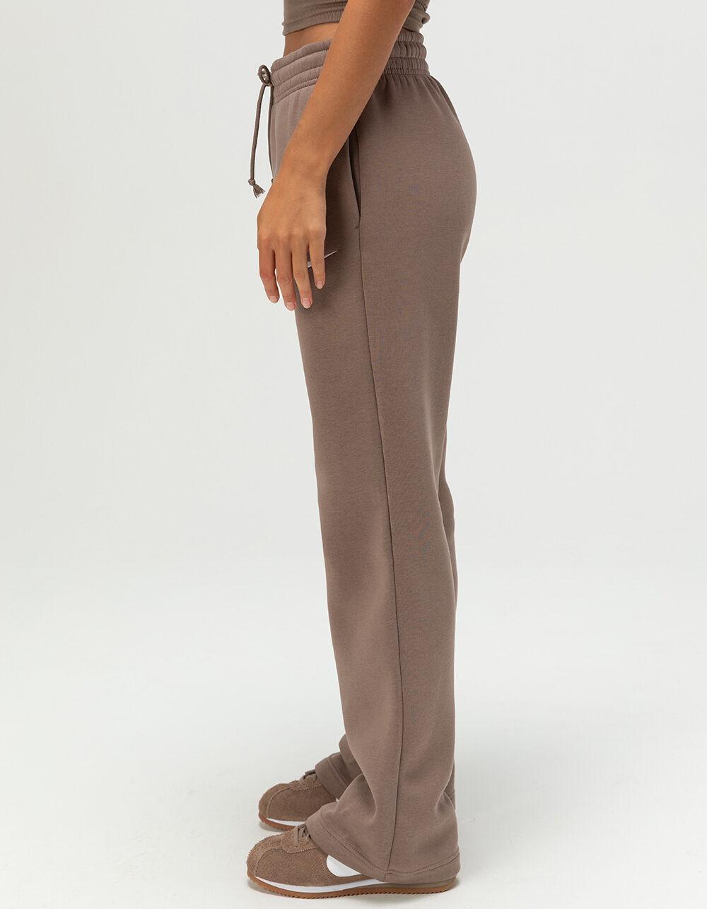 NIKE Sportswear Phoenix Fleece Womens Mid Rise Open Hem Pants - BROWN Product Image