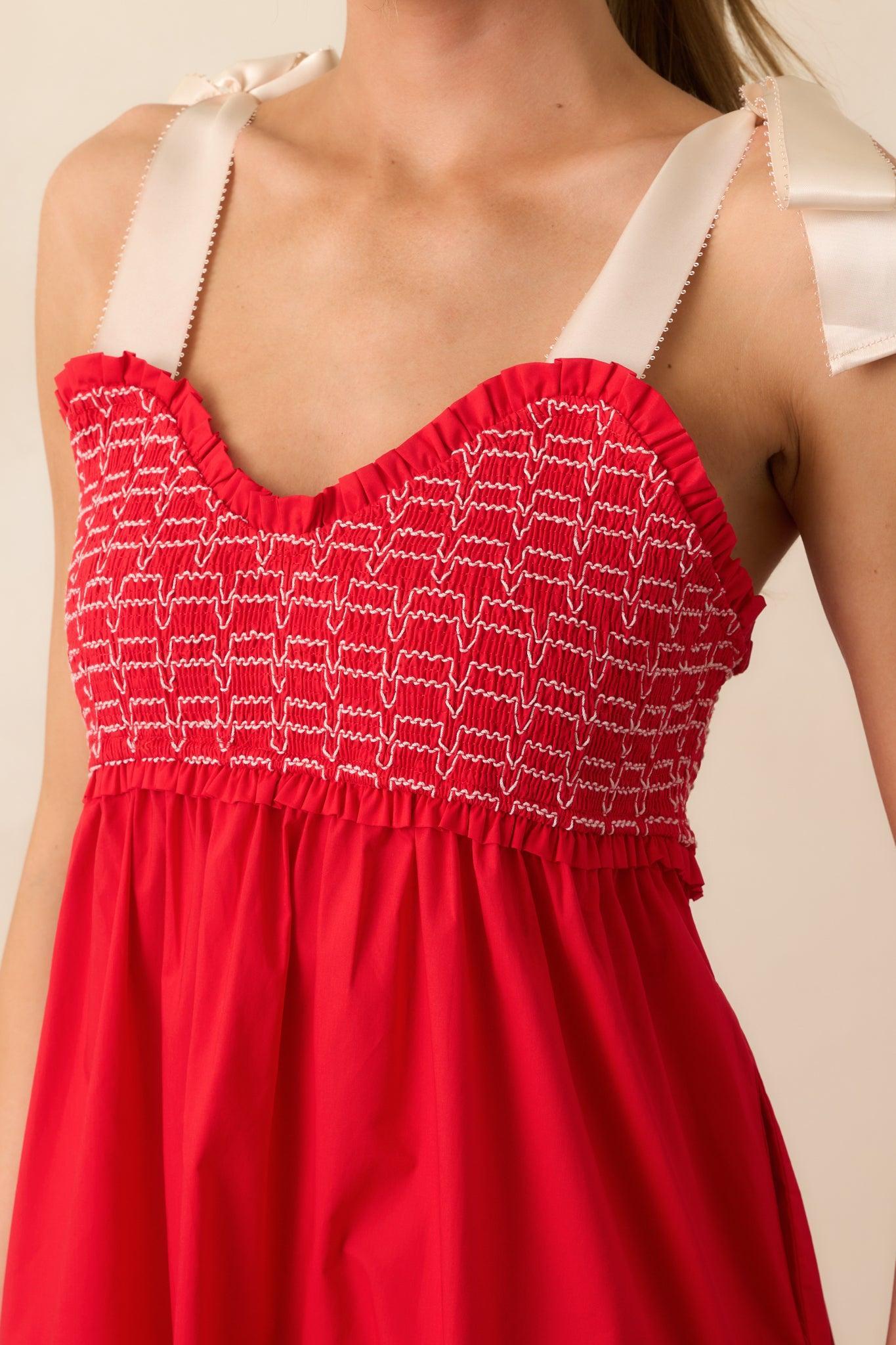 The Felicity Red Cotton Maxi Dress Product Image