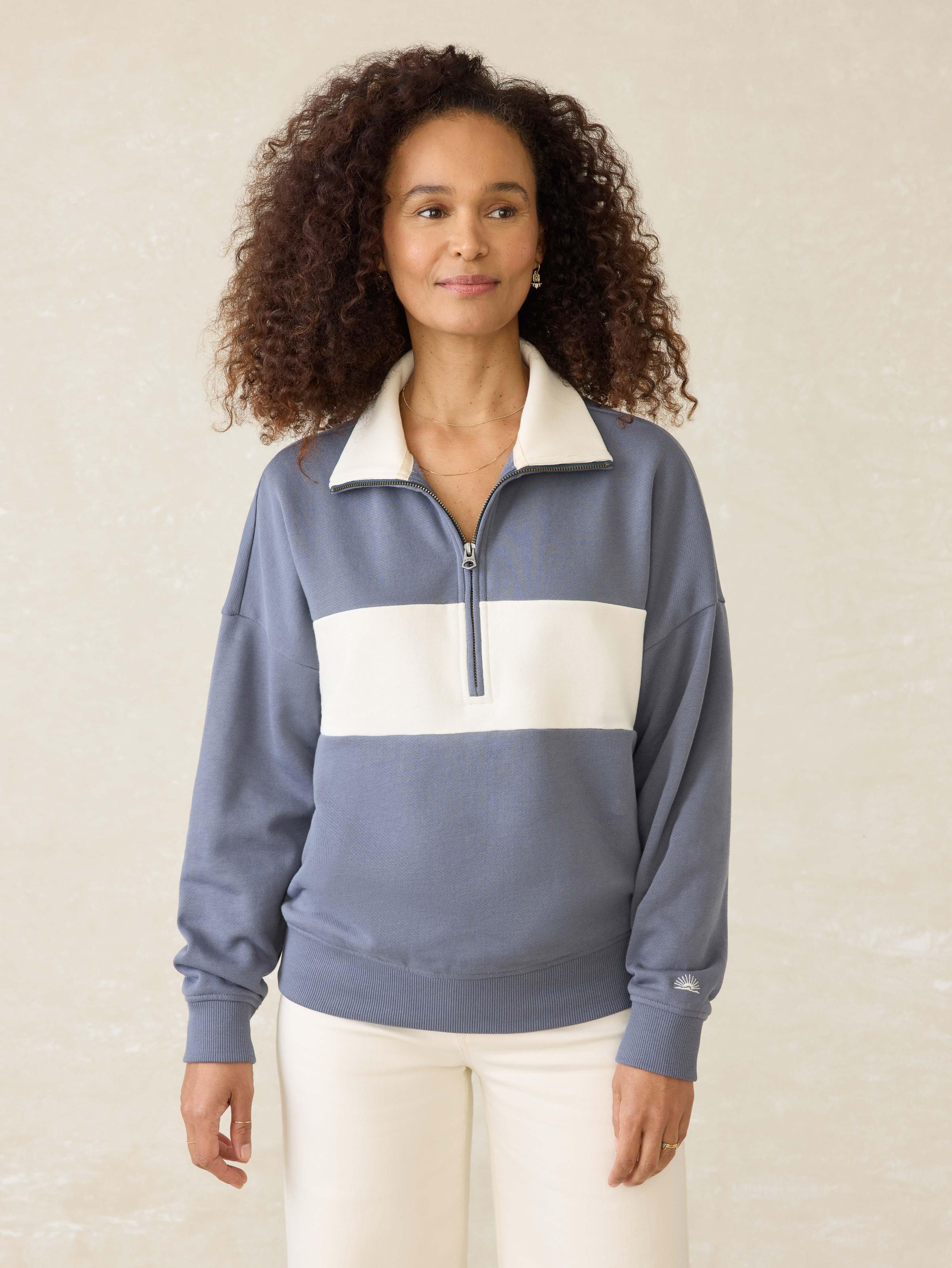 High Standard Fleece Quarter Zip - Blue Coast Stripe Product Image