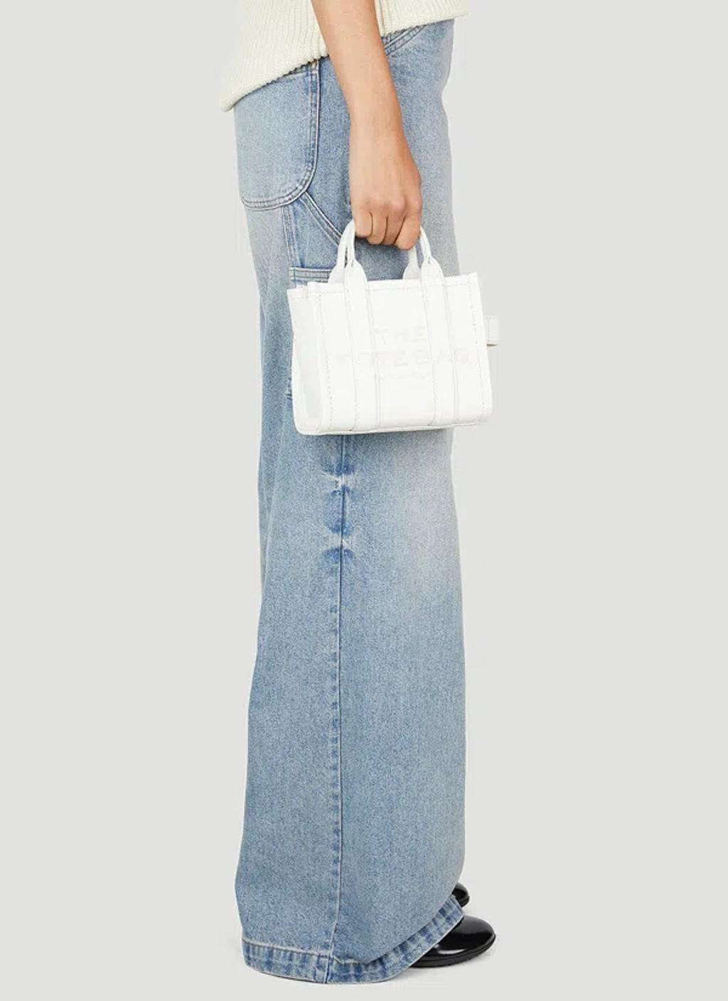 MARC JACOBS Ivory Leather Micro Tote Bag In White Product Image