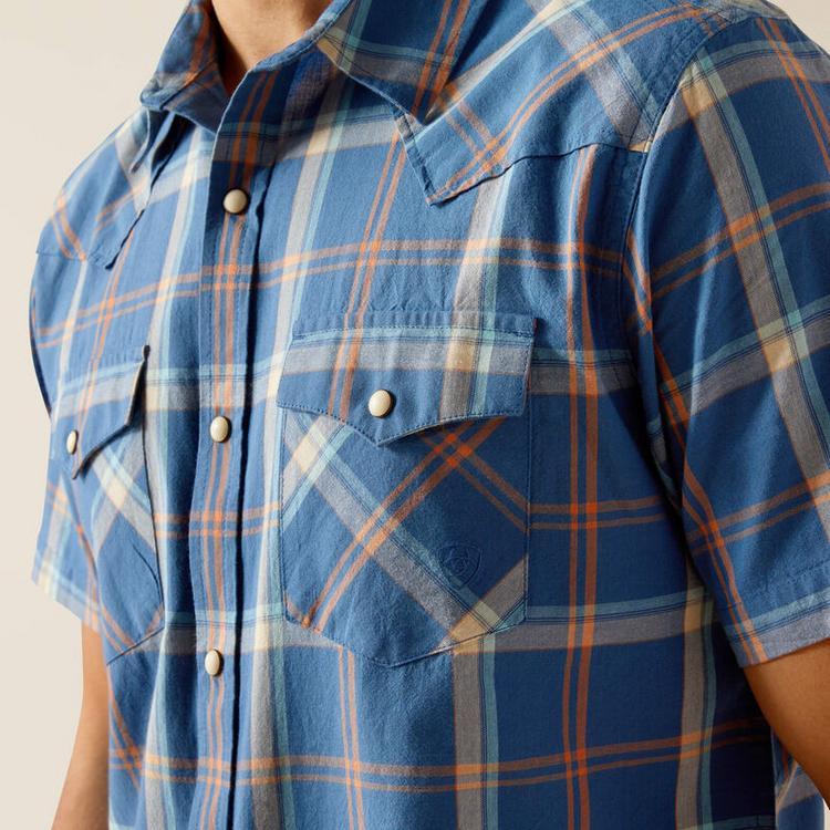 Ariat® Men's S/S Hogany Blue Ridge Plaid Retro Fit Snap Shirt Product Image