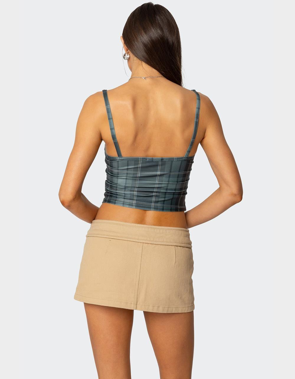 EDIKTED Plaid Lacey Peekaboo Top Product Image